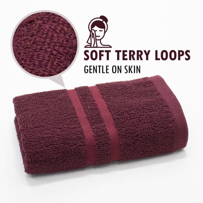 02 Terry Cotton Hand Towels Pack of 6 – 14x21 Inches