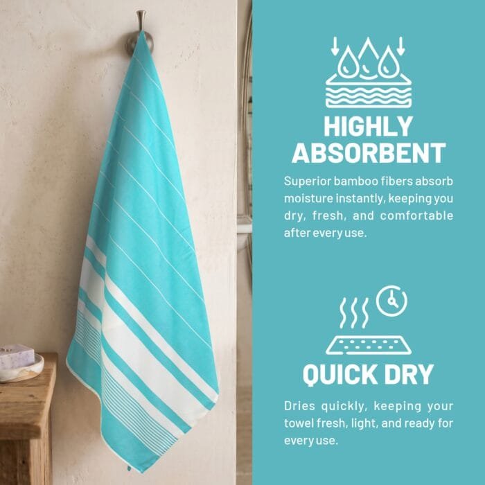 100% Pure Bamboo Bath Towel Highly Absorbent – Soft, Eco-Friendly