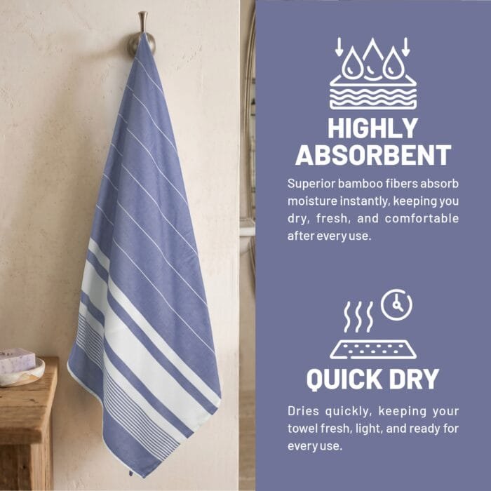 100% Pure Bamboo Bath Towel Highly Absorbent – Soft, Eco-Friendly
