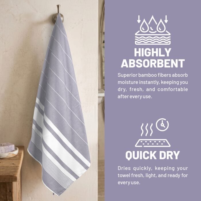 100% Pure Bamboo Bath Towel Highly Absorbent – Soft, Eco-Friendly