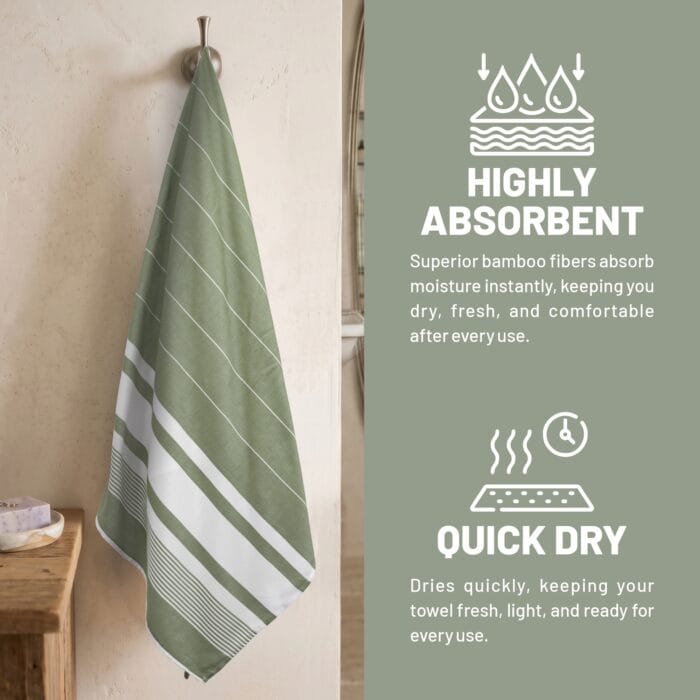 100% Pure Bamboo Bath Towel Highly Absorbent – Soft, Eco-Friendly