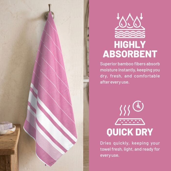 100% Pure Bamboo Bath Towel Highly Absorbent – Soft, Eco-Friendly